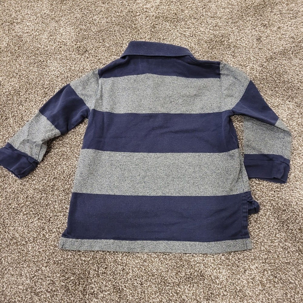 Polo Ralph Lauren Kids 3T Long Sleeve Striped Rugby Shirt Navy Grey - Picture 4 of 7